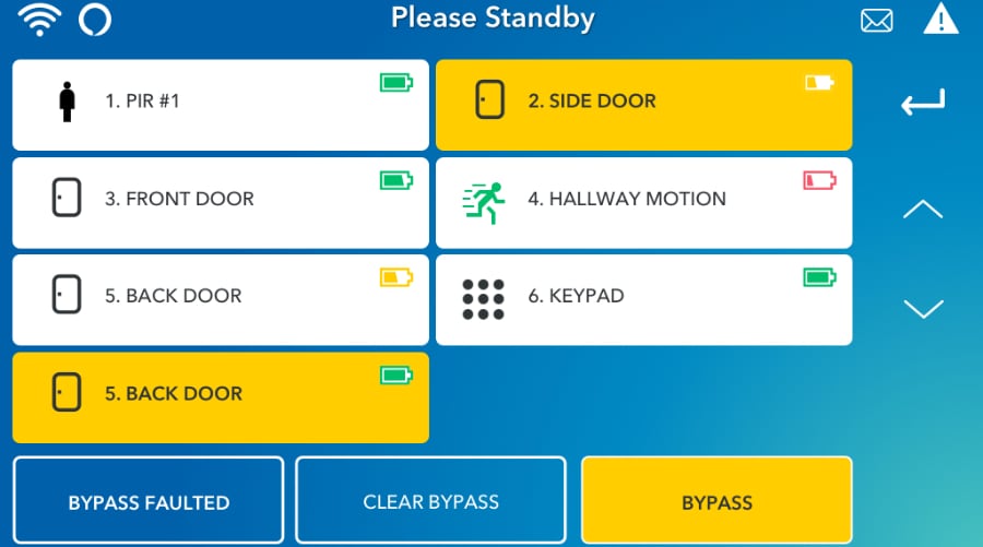 Evansville security system command screen.